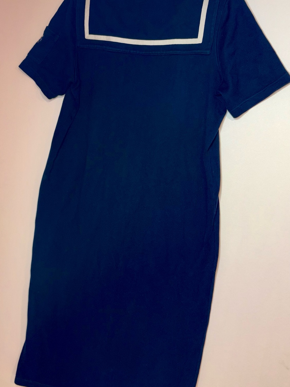 Lauren Ralph Lauren Navy Sailor Collar Long Knit Dress Size M Nautical